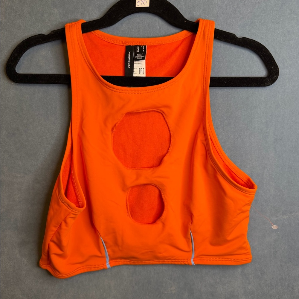 Veto Moda Bright Orange Sleeveless sports top size‎ Small NWT
